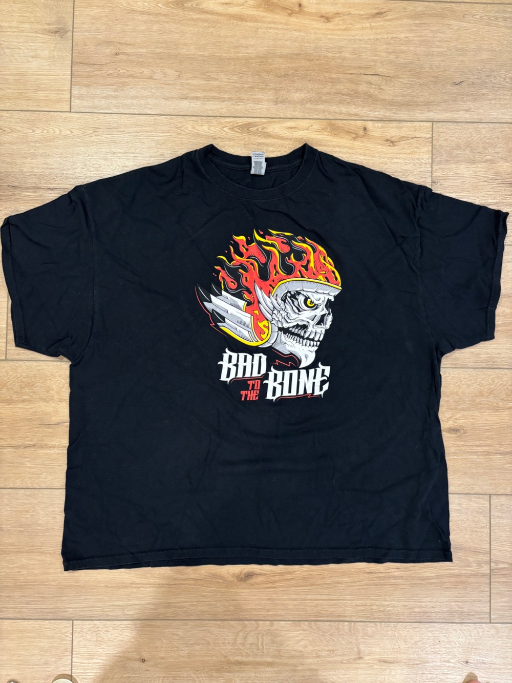 Vintage George Thorogood Flaming Skull Bikercore Bad to the Bone Black Tee 3X